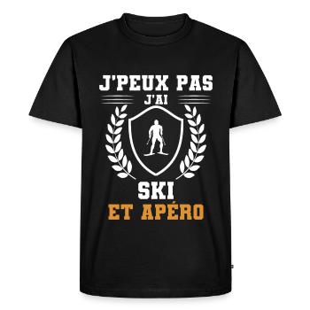 I can't I have skiing and humorous aperitif - Men's Premium Organic T-Shirt - black - Front - Nico (187cm)