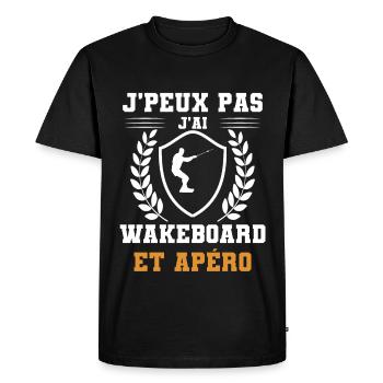 je peux pas j'ai wakeboard et apéro humour - T-shirt Premium bio Homme - noir - Devant - Nico (187cm)