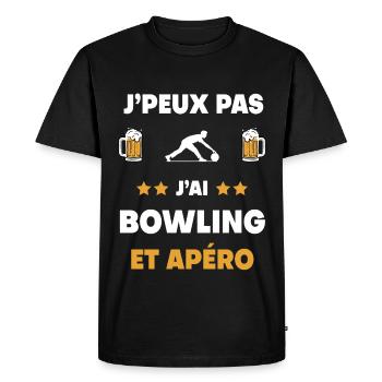 je peux pas j'ai bowling apéro cadeau - T-shirt Premium bio Homme - noir - Devant - Nico (187cm)