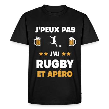 je peux pas j'ai rugby apéro cadeau - T-shirt Premium bio Homme - noir - Devant - Nico (187cm)