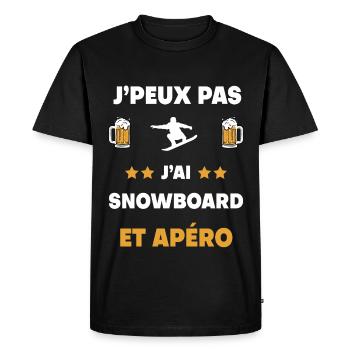 je peux pas j'ai snowboard apéro cadeau - T-shirt Premium bio Homme - noir - Devant - Nico (187cm)