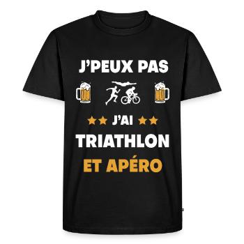 je peux pas j'ai triathlon apéro cadeau - T-shirt Premium bio Homme - noir - Devant - Nico (187cm)