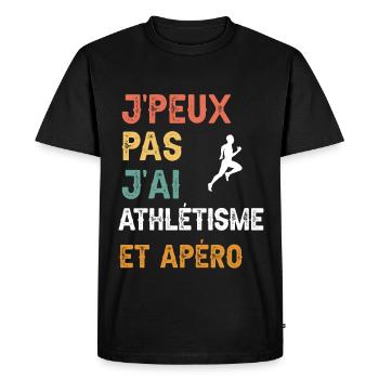 je peux pas j'ai athlétisme et apéro vintage - T-shirt Premium bio Homme - noir - Devant - Nico (187cm)
