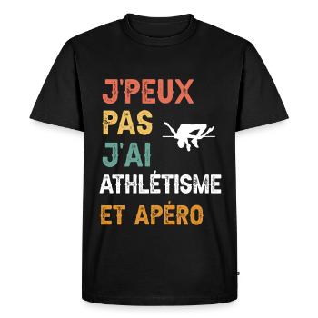 je peux pas j'ai saut en hauteur et apéro vintage - T-shirt Premium bio Homme - noir - Devant - Nico (187cm)