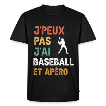 I can't I have baseball and vintage aperitif - Men's Premium Organic T-Shirt - black - Front - Nico (187cm)