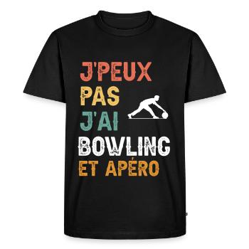 je peux pas j'ai bowling et apéro vintage - T-shirt Premium bio Homme - noir - Devant - Nico (187cm)