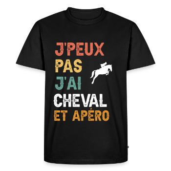 je peux pas j'ai cheval homme et apéro vintage - T-shirt Premium bio Homme - noir - Devant - Nico (187cm)
