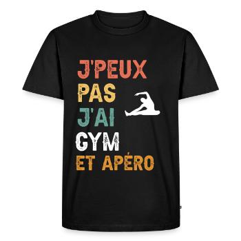 je peux pas j'ai gym et apéro vintage - T-shirt Premium bio Homme - noir - Devant - Nico (187cm)