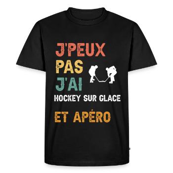 je peux pas j'ai hockey sur glace et apéro vintage - T-shirt Premium bio Homme - noir - Devant - Nico (187cm)