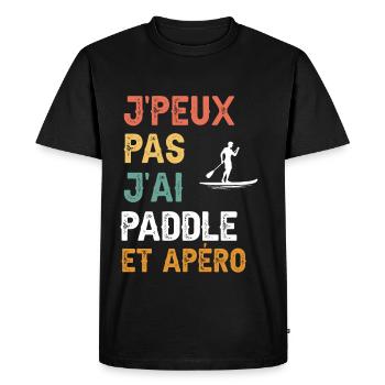 je peux pas j'ai paddle et apéro vintage - T-shirt Premium bio Homme - noir - Devant - Nico (187cm)