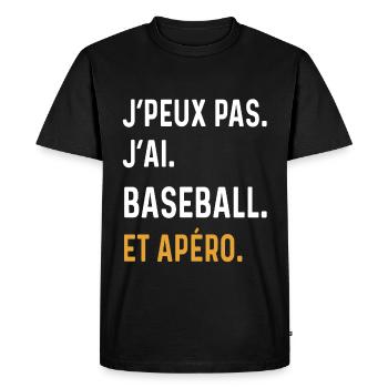 I can't I have baseball aperitif humor - Men's Premium Organic T-Shirt - black - Front - Nico (187cm)