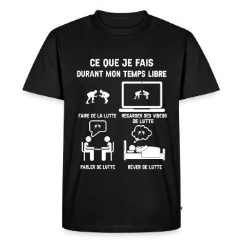 temps libre Lutte humour - T-shirt Premium bio Homme - noir - Devant - Nico (187cm)