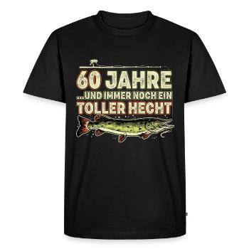 60 Jahre Geburtstag Angler Lustig Spruch Männer - Männer Premium Bio T-Shirt - Schwarz - Vorne - Nico (187cm)
