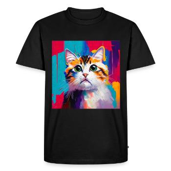 Style de peinture à l’huile Conception de portrait de chat domestique - T-shirt Premium bio Homme - noir - Devant - Nico (187cm)