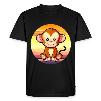 Mignon Singe Chimpanzé Sunset Design - T-shirt Premium bio Homme - noir - Devant - Nico (187cm)