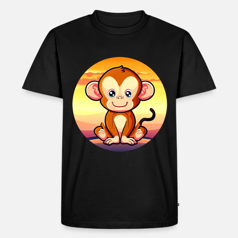 Mignon Singe Chimpanzé Sunset Design - T-shirt Premium bio Homme - noir