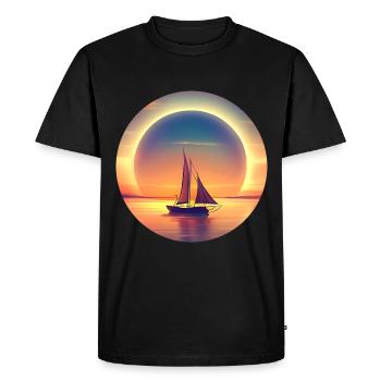 Naviguer au coucher du soleil - T-shirt Premium bio Homme - noir - Devant - Nico (187cm)