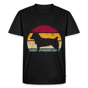 Swedish Vallhund Västgötaspets Retro Vintage - Men's Premium Organic T-Shirt - black - Front - Nico (187cm)