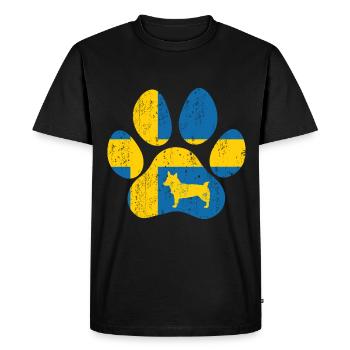 Swedish Vallhund Västgötaspets Dog Paw Flag - Men's Premium Organic T-Shirt - black - Front - Nico (187cm)