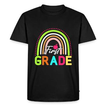 Hello First Grade Rainbow Girls Boys Teacher Team - Men's Premium Organic T-Shirt - black - Front - Nico (187cm)