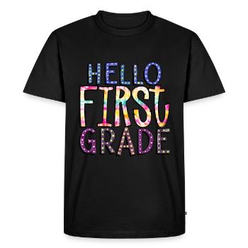 Hello First Grade Rainbow Girls Boys Teacher Team - Men's Premium Organic T-Shirt - black - Front - Nico (187cm)
