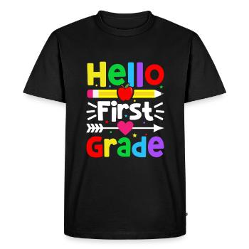 Hello First Grade Rainbow Girls Boys Teacher Team - Men's Premium Organic T-Shirt - black - Front - Nico (187cm)