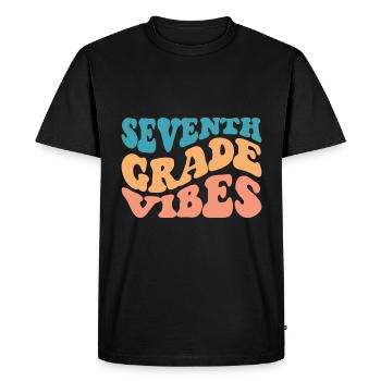 Vibes de 7ème année Retro Groovy Femmes Heureuses d’abord - T-shirt Premium bio Homme - noir - Devant - Nico (187cm)