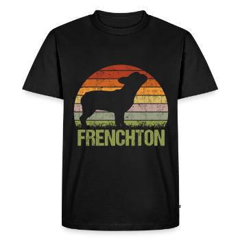 Frenchton Dog Papa Dad Master Vintage - Men's Premium Organic T-Shirt - black - Front - Nico (187cm)