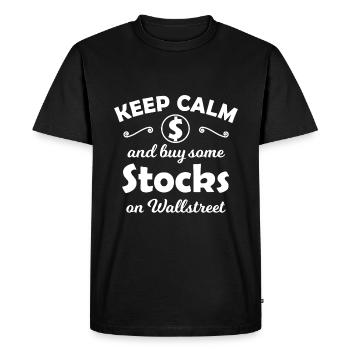 Bourse et Wall Street - T-shirt Premium bio Homme - noir - Devant - Nico (187cm)
