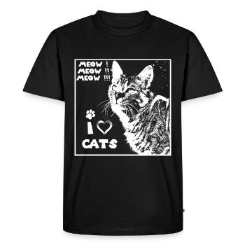 i love cats - T-shirt Premium bio Homme - noir - Devant - Nico (187cm)