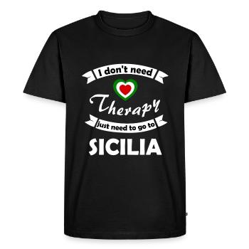 At home in Sicily - Men's Premium Organic T-Shirt - black - Front - Nico (187cm)