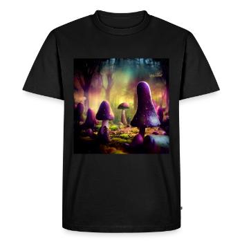 Forêt de champignons - T-shirt Premium bio Homme - noir - Devant - Nico (187cm)