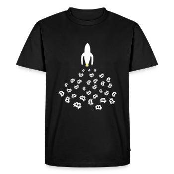 The Bitcoin Moon Rocket - Men's Premium Organic T-Shirt - black - Front - Nico (187cm)