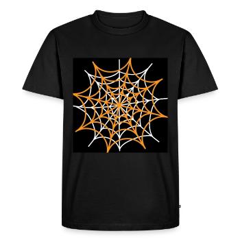 White and orange spider web - Men's Premium Organic T-Shirt - black - Front - Nico (187cm)