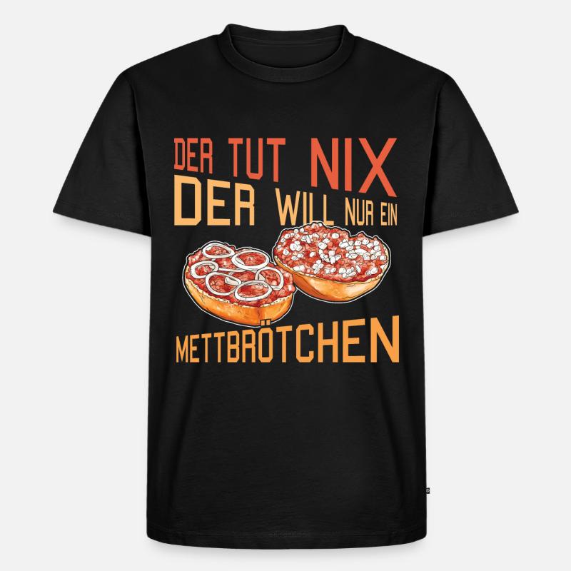 Mettbrötchen Mett Hackfleisch Hackepeter - Männer Premium Bio T-Shirt - Schwarz