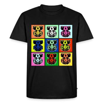 Colorful wild boar design for the wild boar fan - Men's Premium Organic T-Shirt - black - Front - Nico (187cm)