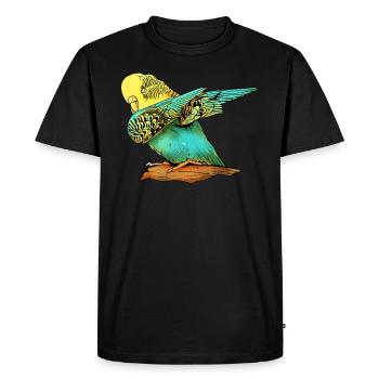 Perruche Perruche Perruche Oiseau Animal - T-shirt Premium bio Homme - noir - Devant - Nico (187cm)