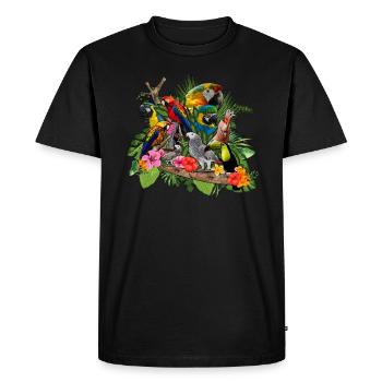 Perroquets gris cacadu - T-shirt Premium bio Homme - noir - Devant - Nico (187cm)
