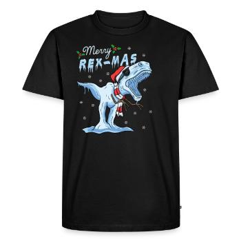 T-Rex Rex-Mas dinosaures dinosaures De Noël - T-shirt Premium bio Homme - noir - Devant - Nico (187cm)