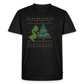 T-Rex Ugly Christmas Dinosaur Christmas Tree - Men's Premium Organic T-Shirt - black - Front - Nico (187cm)