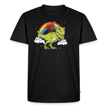 Dinth dindon De Thanksgiving sur T-Rex Dinausaurier - T-shirt Premium bio Homme - noir - Devant - Nico (187cm)