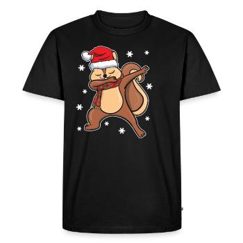 Squirrel Dabbing Dance Christmas Gift - Men's Premium Organic T-Shirt - black - Front - Nico (187cm)