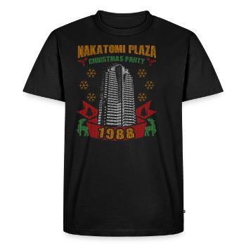 Ugly Christmas NAKATOMI PLAZA CHRISTMAS PARTY 1988 - Männer Premium Bio T-Shirt - Schwarz - Vorne - Nico (187cm)