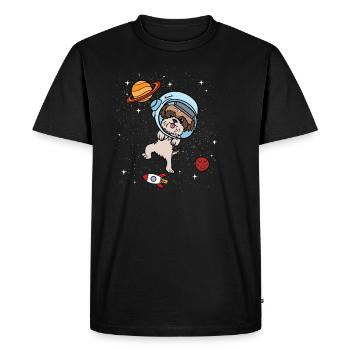 Cadeau de l'univers spatial Shih Tzu de l'astronaute - T-shirt Premium bio Homme - noir - Devant - Nico (187cm)