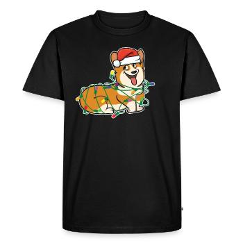 Corgi Dog String Lights Cadeau de Noël - T-shirt Premium bio Homme - noir - Devant - Nico (187cm)