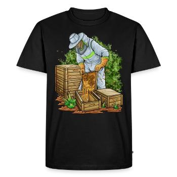 Apiculteur apiculteur abeille - T-shirt Premium bio Homme - noir - Devant - Nico (187cm)