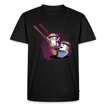 Sushi riz saumon Japon - T-shirt Premium bio Homme - noir - Devant - Nico (187cm)