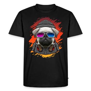 Carlin chien avec musique DJ - T-shirt Premium bio Homme - noir - Devant - Nico (187cm)