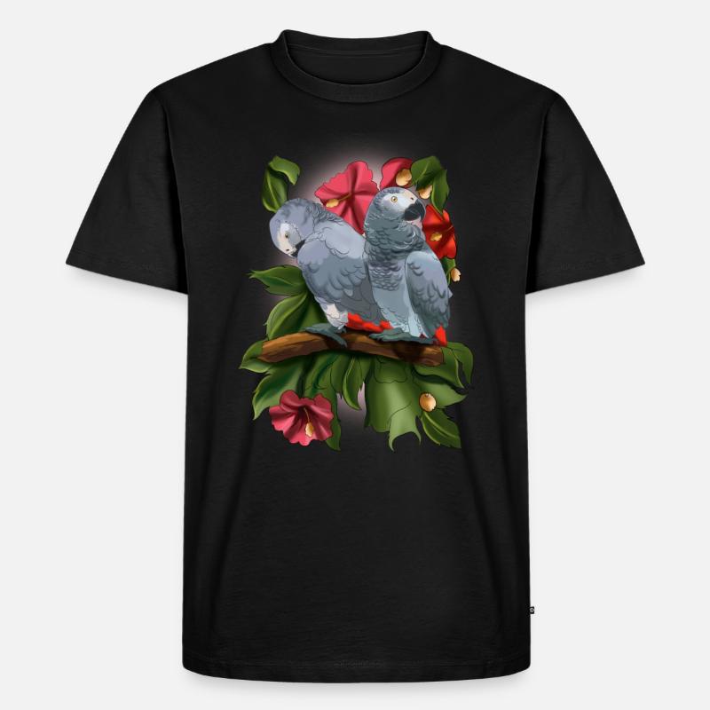 Graupapagei Papagei - Männer Premium Bio T-Shirt - Schwarz