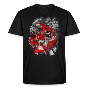 Asiatique Koi Geisha Japon - T-shirt Premium bio Homme - noir - Devant - Nico (187cm)